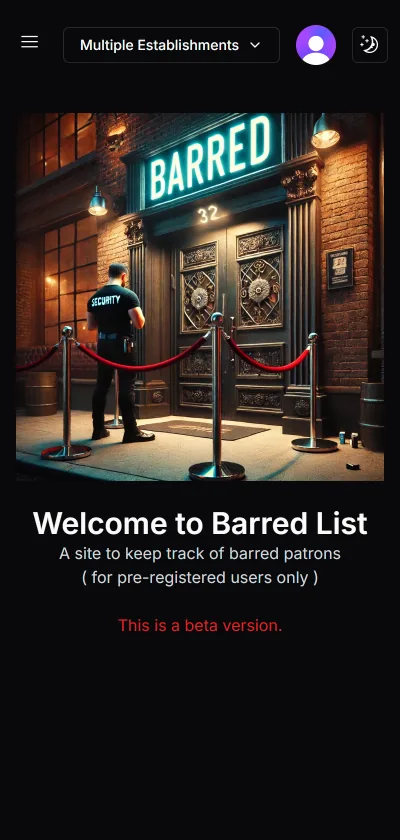 Barredlist screen showing the barred patron list with search and filters