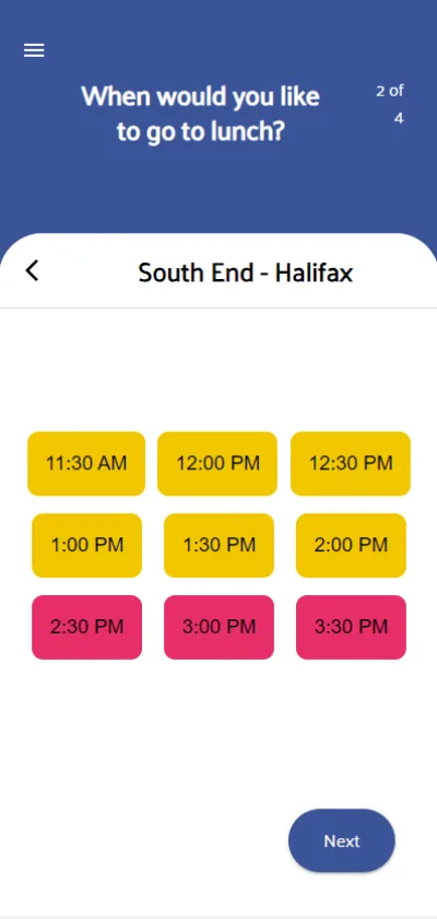 Lunch Buddies app screen showing the matching and requests view