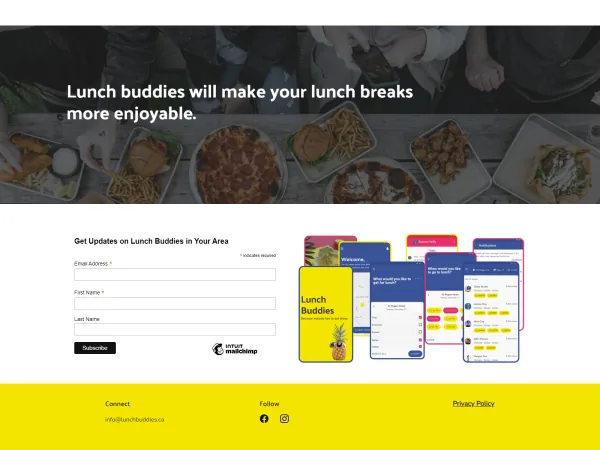 Homepage of the Lunch Buddies website